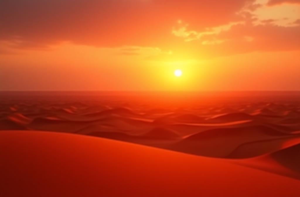 Beautiful desert sunset over sand dunes in the UAE